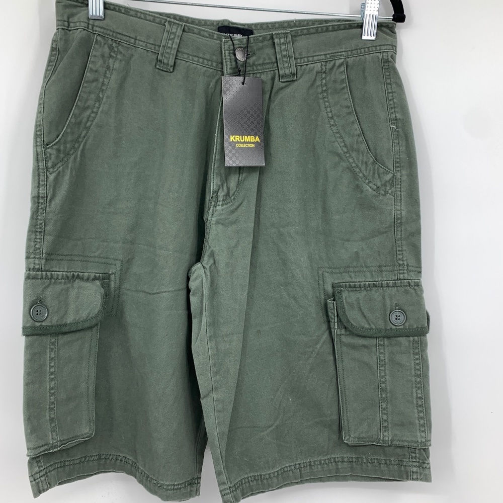 Krumba mens 32 Shorts‎ cargo utility outdoor cotton green pockets hiking NEW